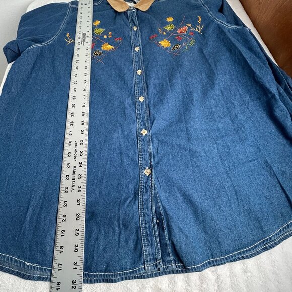 Bobbie Brooks Womens Embroidered Denim BB Branches Long Sleeve Shirt 22W/24WbNew - Picture 7 of 7